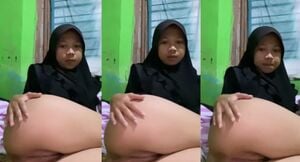 Bocil SMP Hijab Hitam Pamer Meki Ke Pacar